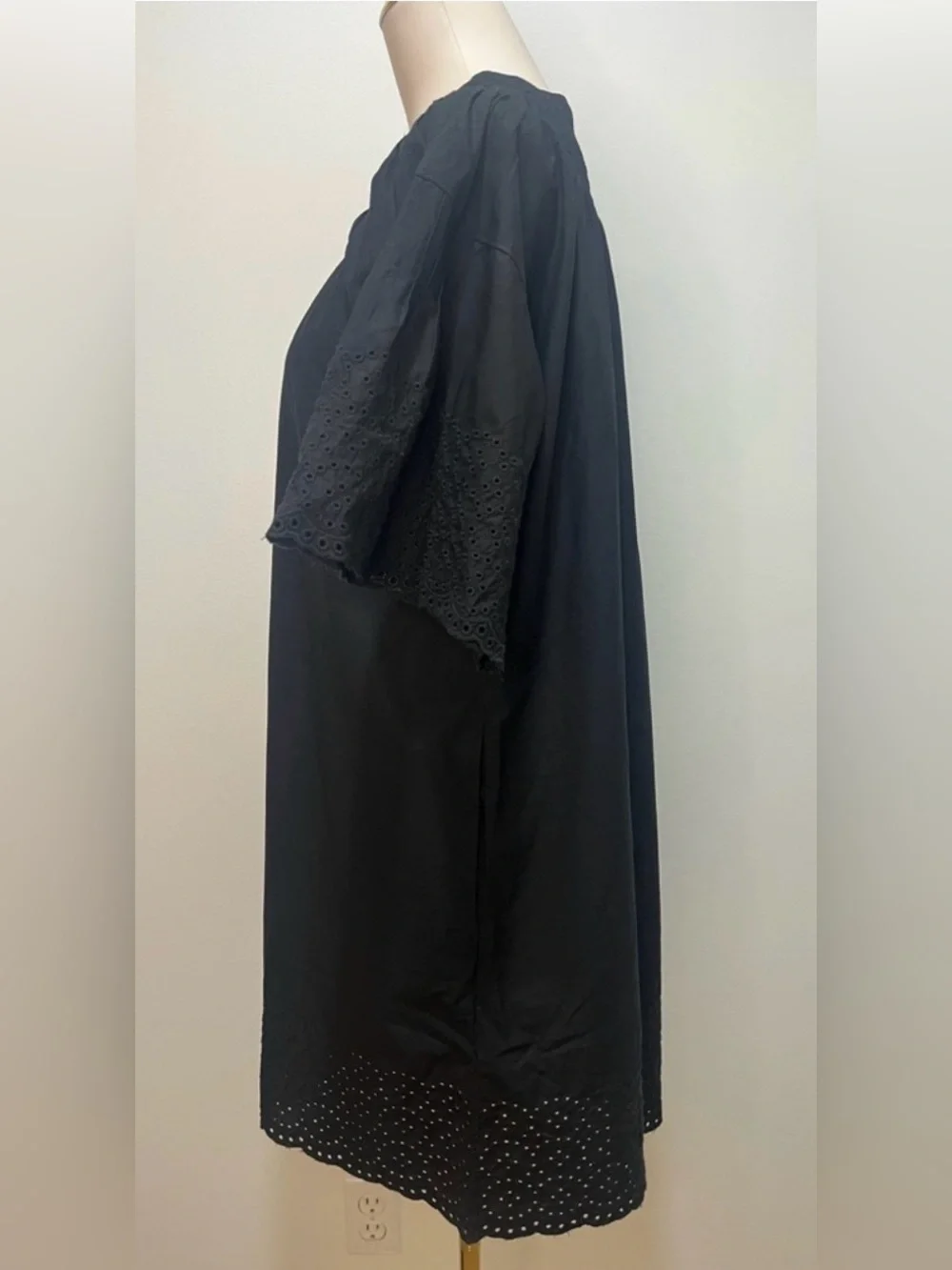 J. Crew Jolie Dress in Eyelet Cotton Poplin in Black